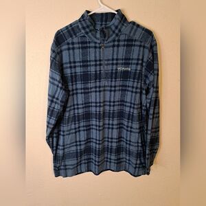 Columbia blue plaid 1/4 zip pull over sweater size large